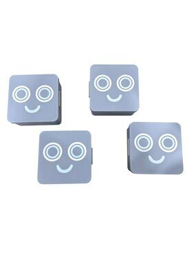 Set Of 4 Gray Robot Face Novelty Bento Boxes With 4 Compartments And Snap-On Lid